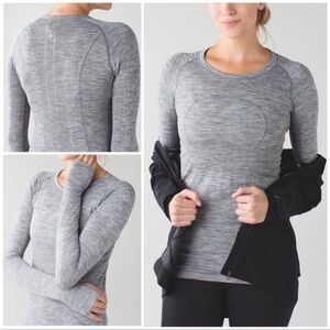 Lululemon Swiftly Tech Shirt Women Sz 4 Long Sleeve Gray Top Run Yoga Workout